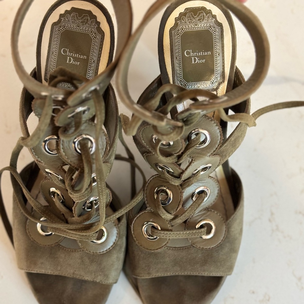 Dior Women's Lace-Up Boots - Olive Suede